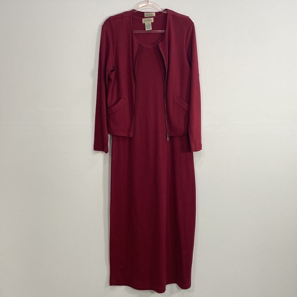 St. John's‎ Bay Vintage Cotton Maxi Dress Modest with Vest Women's 10 Maroon
